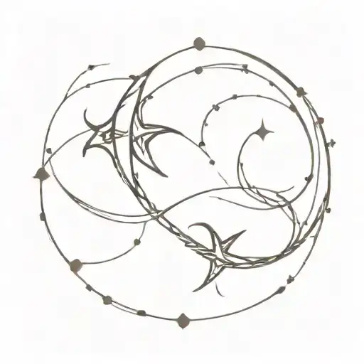 A small, minimalist tattoo of a Pisces and Scorpio constellation intertwined with each other tattoo design idea
