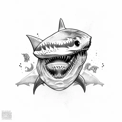 zombie shark attack tattoo design idea