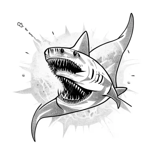 zombie shark attack tattoo design idea