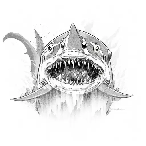 zombie shark attack tattoo design idea