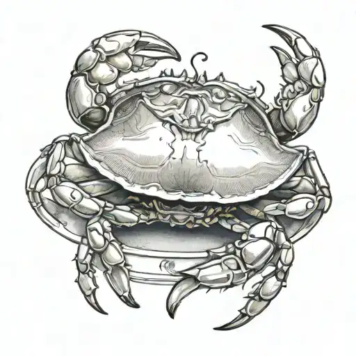 crab holding a sattelite dish tattoo design idea
