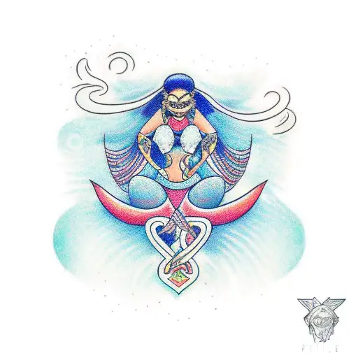 A minimalist tattoo of yemaya  in fine line style tattoo design idea