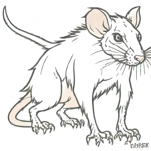 First Zombie Rat: Body: Slim and bony with ruffled fur. Head: Slanted eyes, one half fallen out, and tattoo design idea