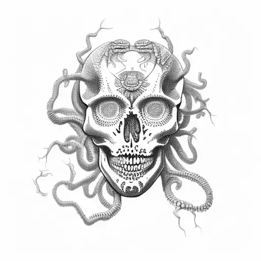 Medusa skeleton tattoo design idea