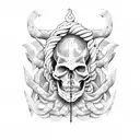 Medusa half face skeleton tattoo design idea