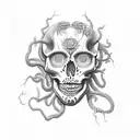 Medusa skeleton tattoo design idea