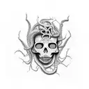 Medusa skeleton tattoo design idea