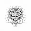 Medusa skeleton tattoo design idea