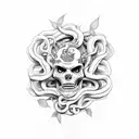 Medusa skeleton tattoo design idea