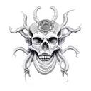 Medusa skeleton tattoo design idea