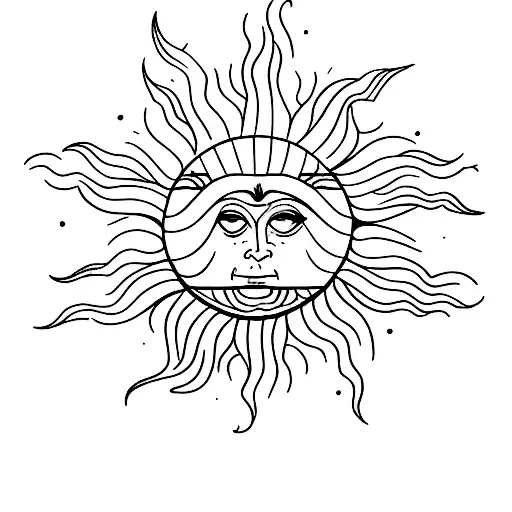 A minimalist tattoo of a sun with circus elements incorporated into the design tattoo design idea