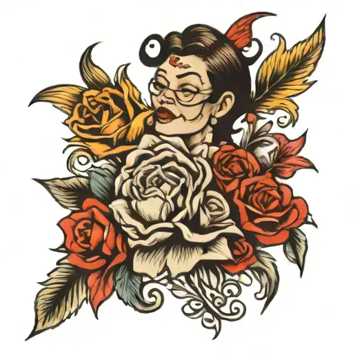 family 5 persons tattoo design idea