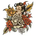 family 5 persons tattoo design idea