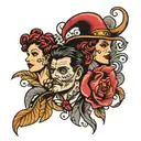 family 5 persons tattoo design idea