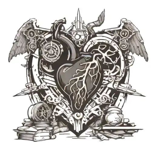 heart black as coal and beat to ruins, it's forged in steel but still beats true tattoo design idea