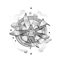 Drift car with money raining down from the sky tattoo design idea