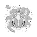 Drift car with money raining down from the sky tattoo design idea
