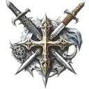 templar cross and swords  tattoo design idea