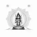 A depiction of Lord Shiva meditating in a serene landscape inspired by ancient Indian history tattoo design idea