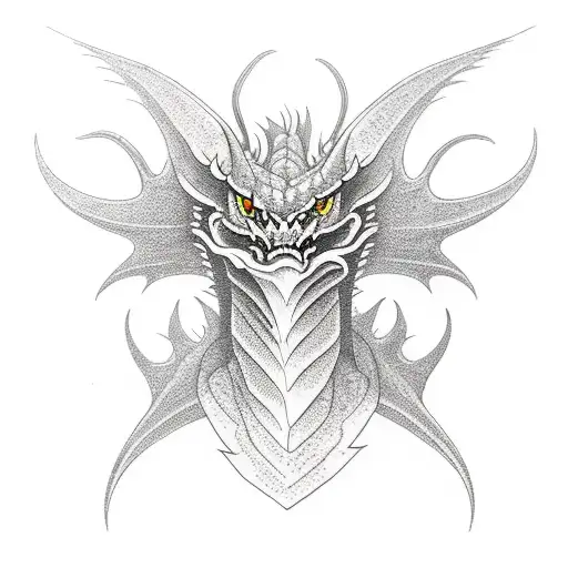 dragon with lightning eyes and lightning  tattoo design idea