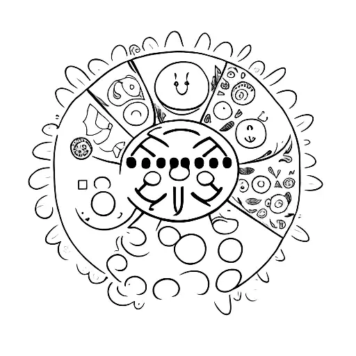 A minimalist tattoo of a coconut with a smiley face on it, reflecting your happy and cheerful personality tattoo design idea