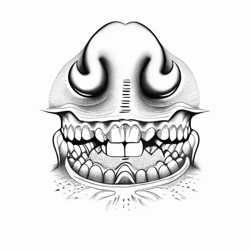 tooth with mouth tattoo design idea