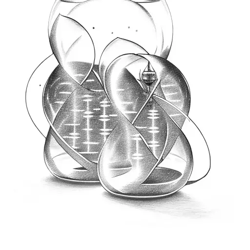 broken hourglass , symbolizing the lost time, ribbon with loyalty over love tattoo design idea