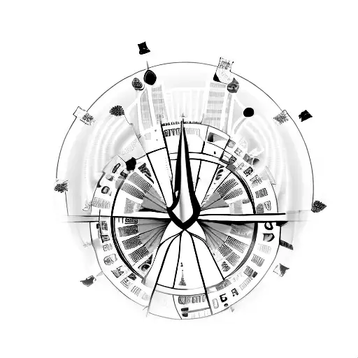 An abstract representation of Las Vegas lights with an hourglass in the center, symbolizing the passing of time and the importance of loyalty over love tattoo design idea