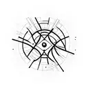 An abstract representation of Las Vegas lights with an hourglass in the center, symbolizing the passing of time and the importance of loyalty over love tattoo design idea