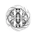 An abstract representation of Las Vegas lights with an hourglass in the center, symbolizing the passing of time and the importance of loyalty over love tattoo design idea