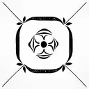 Balinese inspired rectangle outline tattoo design idea