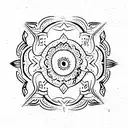 Balinese inspired rectangle outline tattoo design idea