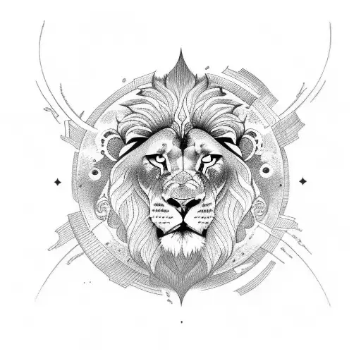 sleeve with an ourobouros, moon, sun, lion and mouse tattoo design idea
