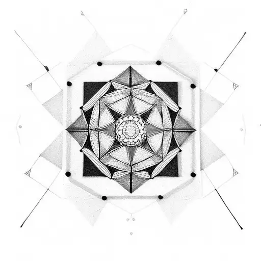 Design a geometric mandala using carpentry tools like chisels and planes tattoo design idea