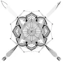 Design a geometric mandala using carpentry tools like chisels and planes tattoo design idea
