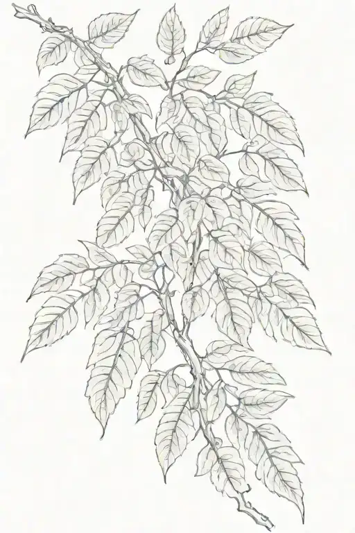 curry leaf tree with branches tattoo design idea