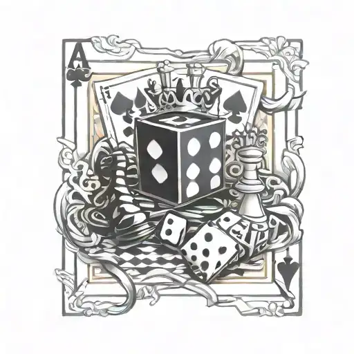 chess king dice cards pokerchips tattoo design idea