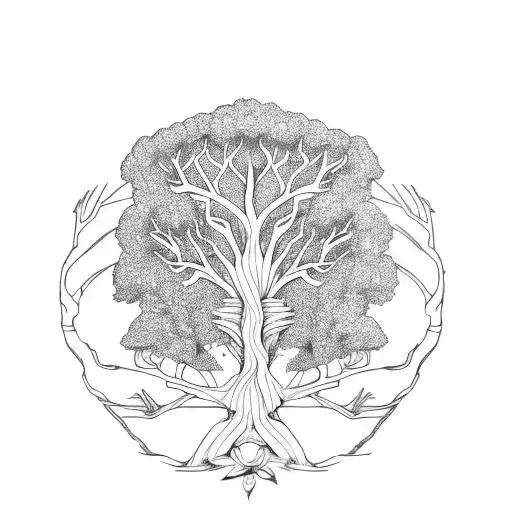 Half withered tree of life tattoo design idea