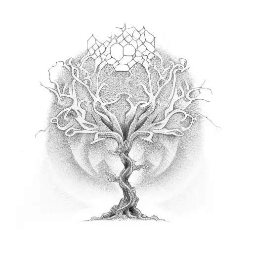 Half withered tree of life tattoo design idea