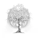 Half withered tree of life tattoo design idea
