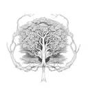 Half withered tree of life tattoo design idea