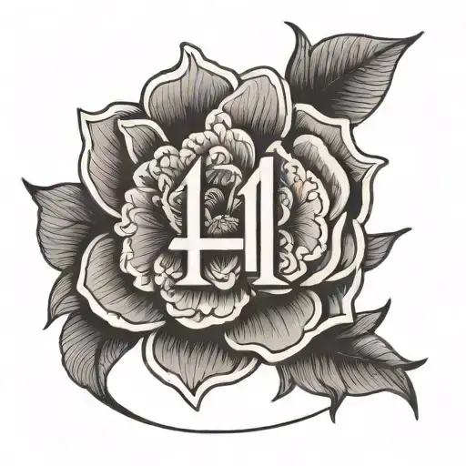 number 41 with minimalist flower growing tattoo design idea