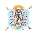 sand clock with skulls tattoo design idea
