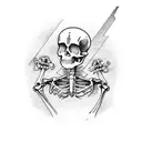 full skeleton guy laying in window tattoo design idea