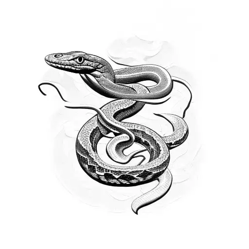 Snake, holly, calendula, lemon grass, sage-brush tattoo design idea