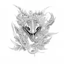 cobra , holly, calendula, lemon grass, sage-brush tattoo design idea