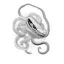 Snake, holly, calendula, lemon grass, sage-brush tattoo design idea