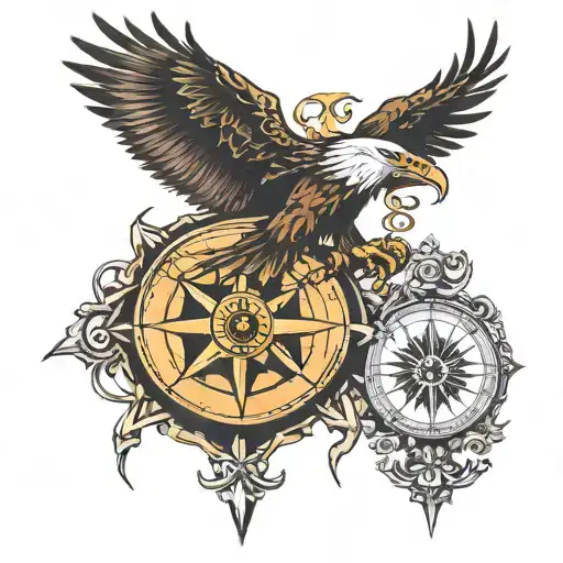 eagle and compass design tattoo design idea