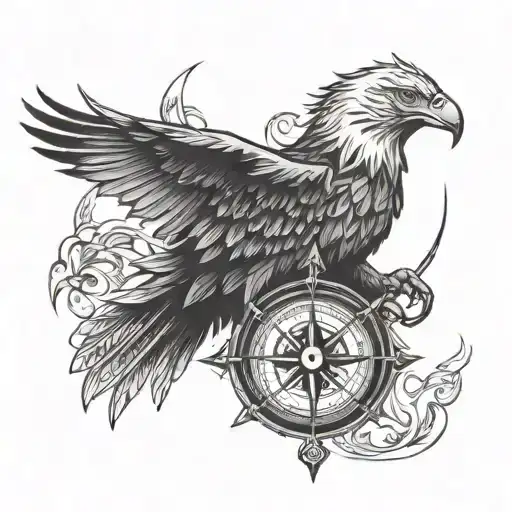 eagle and compass design tattoo design idea