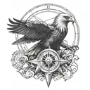 eagle and compass design tattoo design idea